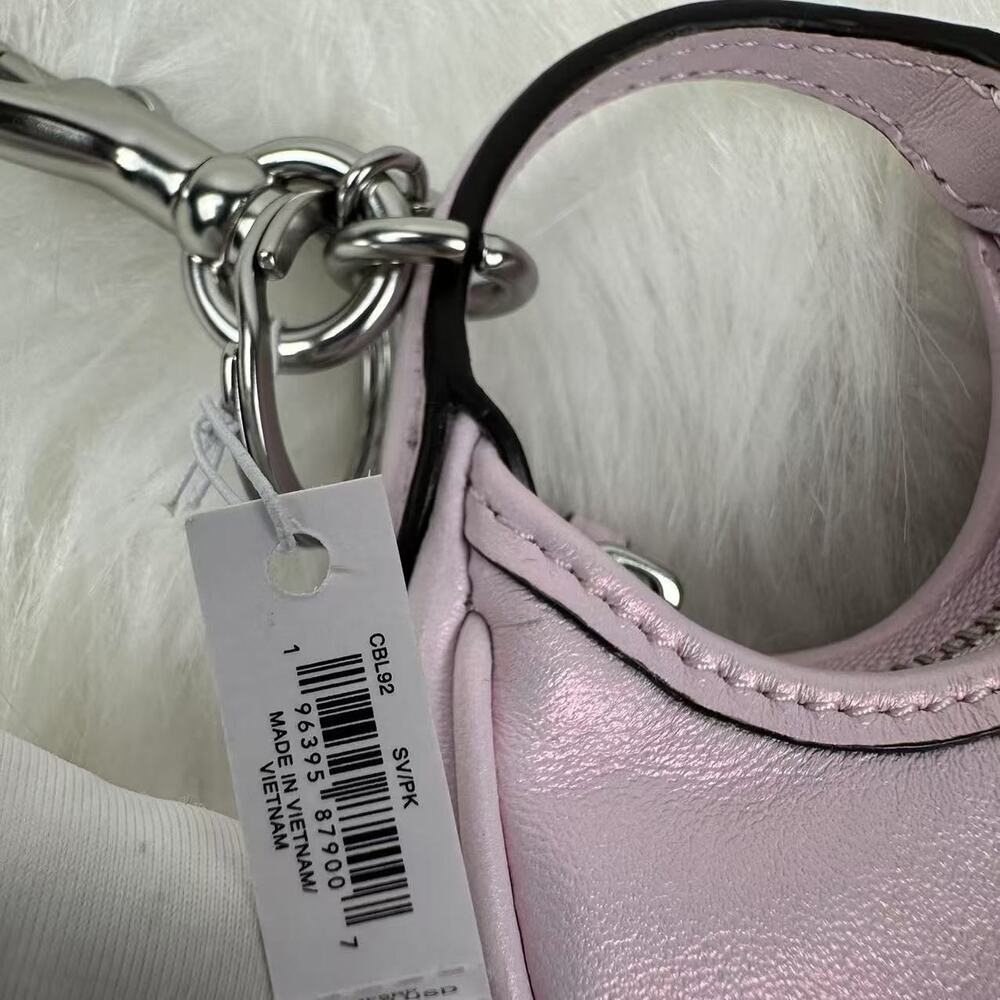 Coach Mini Carmen Bag Charm In Pearlized leather/Silver/Pink CBL92 NWT - Picture 4 of 7